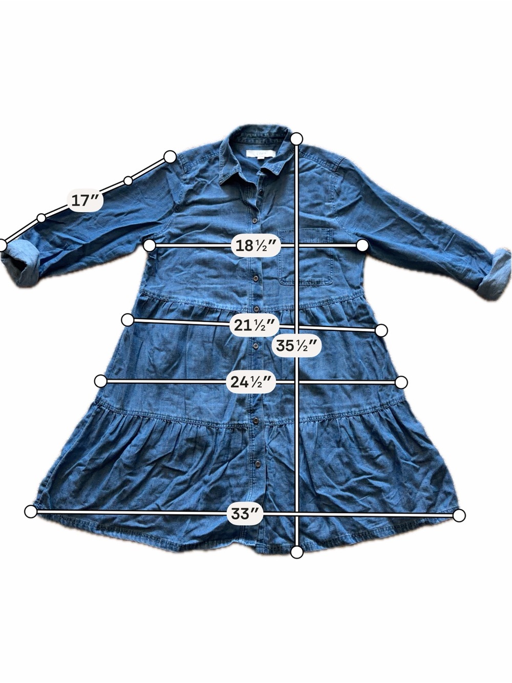 LOFT Indigo Denim Button-Front Mini Dress